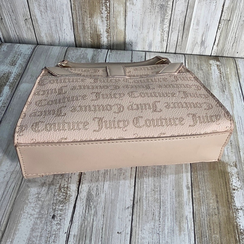 Juicy Couture Blush Pink Logo Print Top Handle Satchel Bag Gold Tone Hardware - Picture 5 of 8